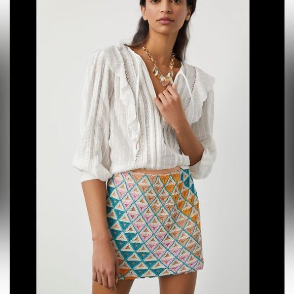 Anthropologie Walter Baker Hand Beaded Skirt NWT - Picture 1 of 9